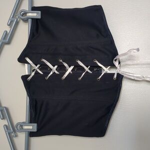 Black Lace-Up Corset Belt Small